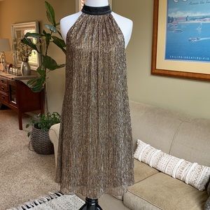 Laundry by Shelli Segal gold shift party dress